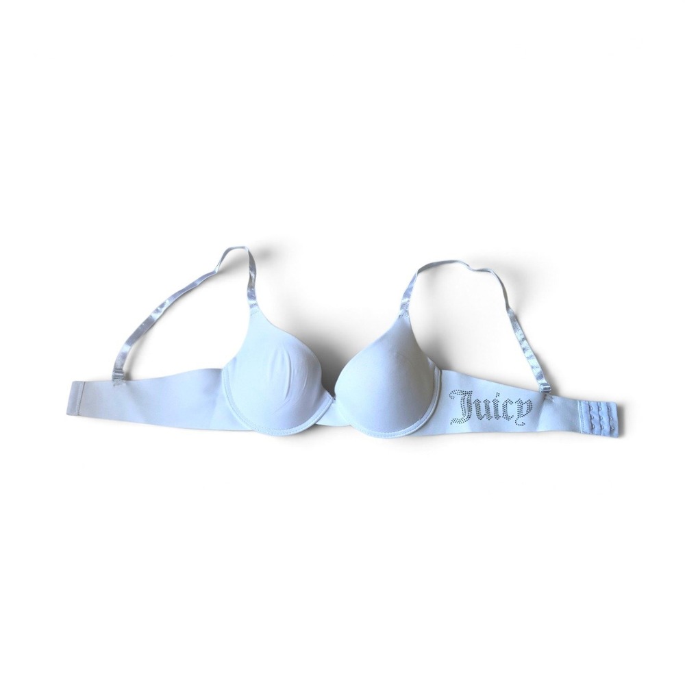 Juicy Couture 34B White Push Up Bra Rhinestone Logo